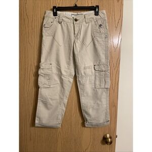 BKE RAYNE Cargo Capri Pants Womens 27‎ Khaki Vintage Y2K Utility Casual
